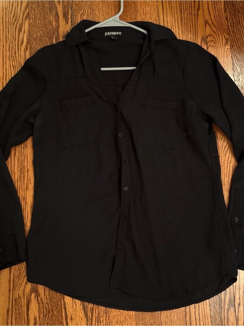 Express Black Lightweight Button-Front Shirt Jacket